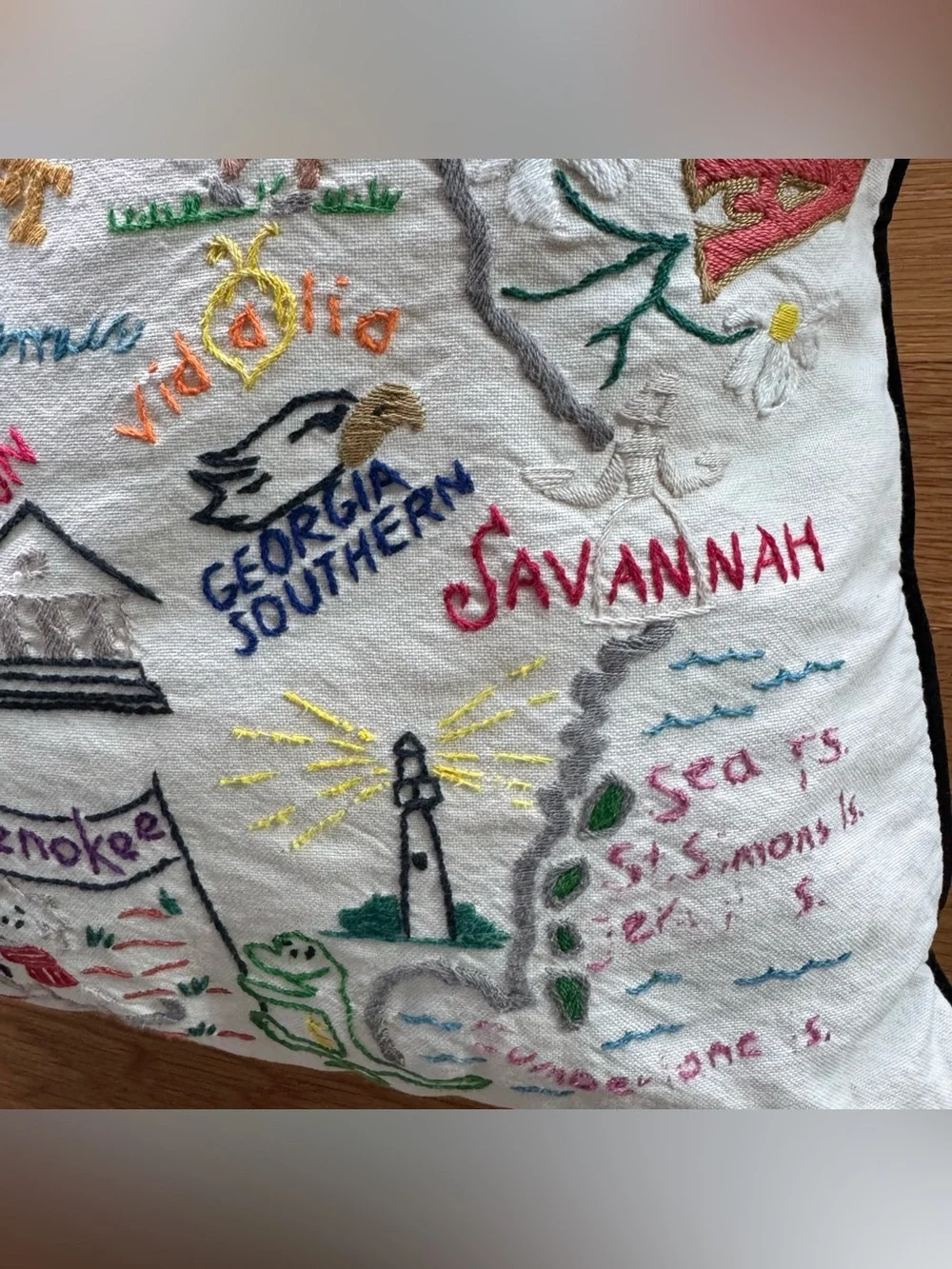 Catstudio Georgia Hand Embroidered Pillow State Travel Souvenir Atlanta GA